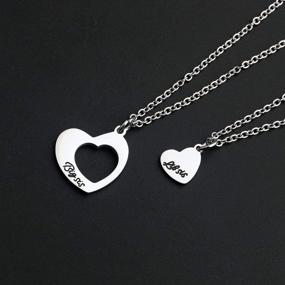 img 1 attached to 💕 Personalized Heart Pendant Necklace for Big Sister and Little Sister - KUIYAI Sister Necklace Set