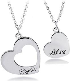 img 4 attached to 💕 Personalized Heart Pendant Necklace for Big Sister and Little Sister - KUIYAI Sister Necklace Set