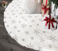 aogu 48 inch white plush silver sequin snowflake christmas tree skirt decoration for merry christmas party логотип