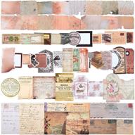 📜 vintage scrapbook paper stickers set - 104 aged & antique-looking pieces | classic old parchment design | includes sticker paper, tag, envelope, and hemp rope | ideal for diy scrapbooking and retro crafts logo