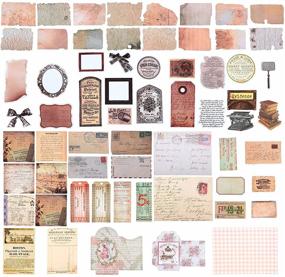 img 3 attached to 📜 Vintage Scrapbook Paper Stickers Set - 104 Aged & Antique-Looking Pieces | Classic Old Parchment Design | Includes Sticker Paper, Tag, Envelope, and Hemp Rope | Ideal for DIY Scrapbooking and Retro Crafts