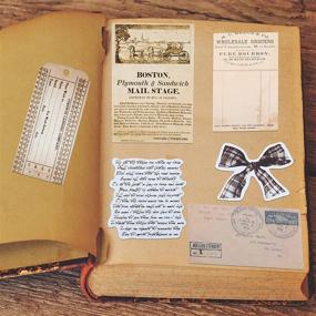 img 1 attached to 📜 Vintage Scrapbook Paper Stickers Set - 104 Aged & Antique-Looking Pieces | Classic Old Parchment Design | Includes Sticker Paper, Tag, Envelope, and Hemp Rope | Ideal for DIY Scrapbooking and Retro Crafts