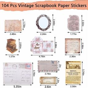 img 2 attached to 📜 Vintage Scrapbook Paper Stickers Set - 104 Aged & Antique-Looking Pieces | Classic Old Parchment Design | Includes Sticker Paper, Tag, Envelope, and Hemp Rope | Ideal for DIY Scrapbooking and Retro Crafts