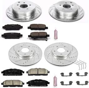 img 1 attached to Улучшенный тормозной комплект - Power Stop K6361 передние и задние тормозные колодки Z23 Carbon Fiber с просверленными и нарезанными тормозными дисками.