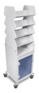 🛒 trippnt 53109 pvc plastic slanted suture cart with blue acrylic door, bulk storage area and 3" casters, 19" w x 56.5" h x 17" d logo