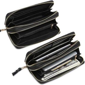 img 2 attached to Women's Handbags & Wallets: Innovative Double-Zipper Wristlet Wallet