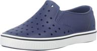 👟 детская обувь native shoes miles в цвете regatta blue/shell white, размер 2 m us little kid – комфортная и стильная обувь. логотип