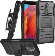 📱 eaglecell - lg journey lte l322dl, neon plus, prime 2, arena 2, aristo 4+ plus, tribute royal, escape plus, k30 (2019) lm-x320 - hybrid phone case with stand and belt clip holster - cv1 black logo