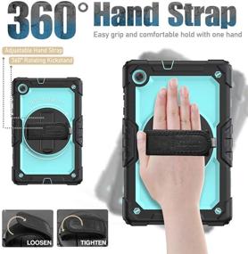 img 2 attached to 📱 SEYMAC Shockproof Case for Lenovo Tab M10 FHD Plus 10.3 inch 2020 [2nd Gen] TB-X606F TB-X606X: Full Protection Sturdy Kidsproof Stand Cover with Handle Strap/Screen Protector in Black/SkyBlue