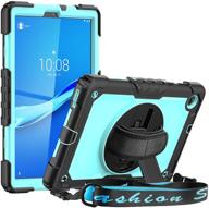 📱 seymac shockproof case for lenovo tab m10 fhd plus 10.3 inch 2020 [2nd gen] tb-x606f tb-x606x: full protection sturdy kidsproof stand cover with handle strap/screen protector in black/skyblue logo