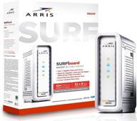 💨 arris surfboard sb8200 docsis 3.1 gigabit cable modem, cox, xfinity, spectrum & others approved, white, max internet speed plan up to 2000 mbps logo