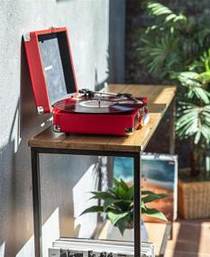 img 2 attached to 🎵 Crosley CR8005D-RE Cruiser Deluxe Vintage 3-Speed Bluetooth Suitcase Turntable in Red: Experience Classic Vinyl Sounds with Modern Connectivity