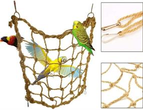 img 3 attached to 🦜 Bird Climbing Rope Net: Large Swing Hammock for Budgies, Macaws, Cockatoos & More - Perfect Perch & Chew Toys for Parakeets, Hamsters, Rats, Ferrets & African Grey