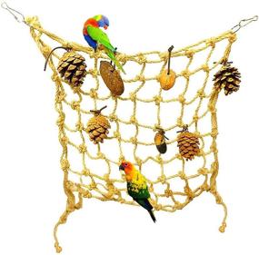 img 4 attached to 🦜 Bird Climbing Rope Net: Large Swing Hammock for Budgies, Macaws, Cockatoos & More - Perfect Perch & Chew Toys for Parakeets, Hamsters, Rats, Ferrets & African Grey