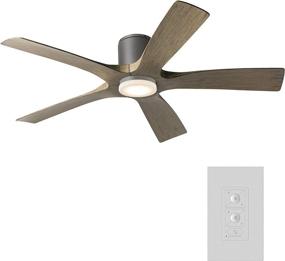 img 3 attached to 🔌 Aviator 54in Smart Flush Mount Ceiling Fan: Graphite Weathered Gray, Indoor/Outdoor, with Wall Control – (Light Kit Sold Separately)