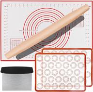 🥐 complete silicone baking set: rolling pin, nonstick mats for cookie, pie crust, pizza, macaroon, oven-safe baking sheets logo