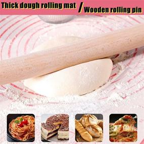 img 3 attached to 🥐 Complete Silicone Baking Set: Rolling Pin, Nonstick Mats for Cookie, Pie Crust, Pizza, Macaroon, Oven-safe Baking Sheets
