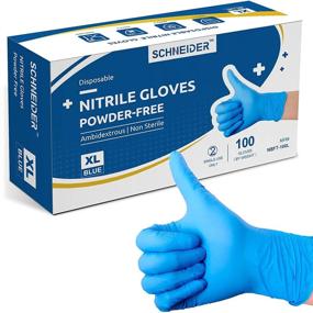 img 4 attached to Schneider Nitrile Exam Gloves: Latex-Free, Powder-Free, Blue 🧤 Disposable Gloves - For Medical, Cleaning, Food Service (3.5 mil)