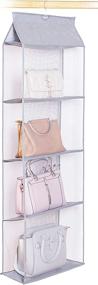 img 4 attached to 👜 Clear Handbag Purse Organizer for Closet - Space Saving System with 4 Easy Access Pockets and Hook - Washable - 47.2" H x 15.7" L x 6.3" W - Gray