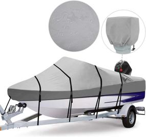img 4 attached to 🚤 RVMasking Waterproof 800D Polyester Trailerable Full Size Boat Cover: Ideal Protection for V-Hull Runabouts, Outboards, I/O Bass Boats (Gray, 17'-19' Length, Beam Width up to 96")