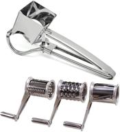 🧀 versatile stainless steel rotary cheese grater/vegetable shredder: ideal for parmesan cheese, garlic, nuts, ginger, and carrots - handheld restaurant grater with coarse, fine, & slice drum graters logo