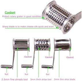 img 1 attached to 🧀 Versatile Stainless Steel Rotary Cheese Grater/Vegetable Shredder: Ideal for Parmesan Cheese, Garlic, Nuts, Ginger, and Carrots - Handheld Restaurant Grater with Coarse, Fine, & Slice Drum Graters