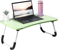 📚 optimized laptop table: portable & foldable notebook stand with stable design, reading holder, and cup holder - ideal for breakfast, reading books, and watching movies on bed, sofa, or floor logo