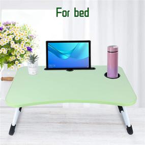img 1 attached to 📚 Optimized Laptop Table: Portable & Foldable Notebook Stand with Stable Design, Reading Holder, and Cup Holder - Ideal for Breakfast, Reading Books, and Watching Movies on Bed, Sofa, or Floor