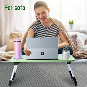 img 2 attached to 📚 Optimized Laptop Table: Portable & Foldable Notebook Stand with Stable Design, Reading Holder, and Cup Holder - Ideal for Breakfast, Reading Books, and Watching Movies on Bed, Sofa, or Floor