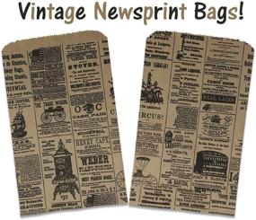 img 1 attached to 📰 Set of 100 Vintage Style Newspaper Print Paper Kraft Bags for Crafts, Favors, and Gifts (Print Ads Subject to Variations)