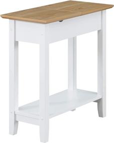 img 2 attached to 🔌 Convenience Concepts American Heritage Flip Top End Table: Driftwood/White, with Charging Station and Shelf
