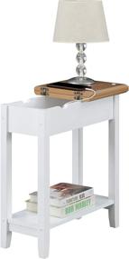 img 3 attached to 🔌 Convenience Concepts American Heritage Flip Top End Table: Driftwood/White, with Charging Station and Shelf