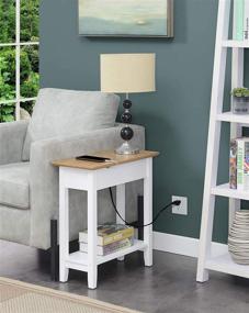 img 4 attached to 🔌 Convenience Concepts American Heritage Flip Top End Table: Driftwood/White, with Charging Station and Shelf