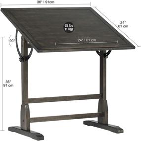 img 2 attached to 🎨 Vintage Solid Wood Drawing Table: 36" Adjustable Tilting Top, Distressed Black Finish