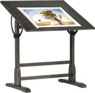 🎨 vintage solid wood drawing table: 36" adjustable tilting top, distressed black finish логотип