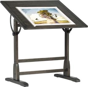 img 4 attached to 🎨 Vintage Solid Wood Drawing Table: 36" Adjustable Tilting Top, Distressed Black Finish