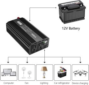 img 3 attached to Мощный инвертор питания мощностью 800 Вт: преобразователь постоянного тока 12 В в переменный ток 110 В с автомобильным адаптером розетки для зарядки ноутбука.