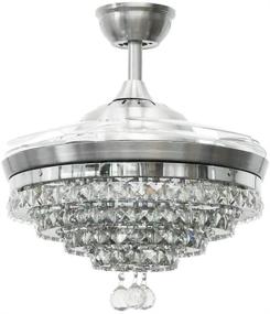 img 3 attached to 🔵 Fandian 42" Crystal Ceiling Fans: Retractable Blades, LED Chandelier, Remote Control, 3 Color Changes, 3 Speeds, Silent Motor