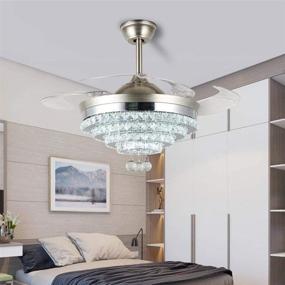 img 1 attached to 🔵 Fandian 42" Crystal Ceiling Fans: Retractable Blades, LED Chandelier, Remote Control, 3 Color Changes, 3 Speeds, Silent Motor