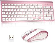 🌹 ultra-thin wireless keyboard and mouse combo, 2.4g compatibility for mac pc laptop, windows android compatible - new rose gold edition logo