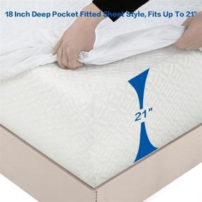 img 3 attached to MERITLIFE Queen Size Waterproof Mattress Protector - Premium Cooling Mattress Pad with Fitted Breathable Bamboo 3D Air Fabric - Soft, Deep Pocket, Washable, Vinyl-Free, Noiseless - White, Queen