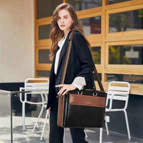 img 3 attached to 👜 Vintage Oil Wax Leather Shoulder Bag for Men and Women - Large Slim Briefcase with 15.6" Laptop Compartment for Business