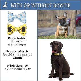 img 2 attached to 🐶 Fuzzy Friends Dog Collar with Bow and Optional Leash: Stylish, Sturdy, and Versatile for Male or Female Dogs in Blue Daisy, Yellow, Rose Skull, or Red Plaid