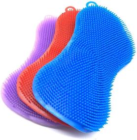 img 4 attached to Silicone Sponges 3-Pack - Cleaning Sponges, Scrubbers for Dishes - Fruit Vegetable Scrubber - Kitchen Gadgets Brush Accessories (4.7-Inch)