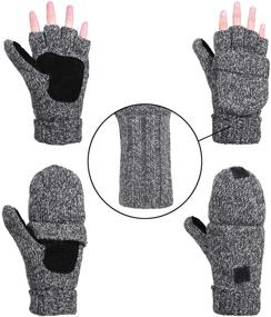 img 3 attached to 🧤 Fingerless Mittens Convertible Men's Accessories for Winter: Knitted Gloves & Mittens