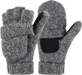 img 4 attached to 🧤 Fingerless Mittens Convertible Men's Accessories for Winter: Knitted Gloves & Mittens