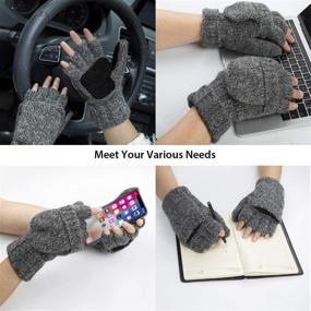 img 2 attached to 🧤 Fingerless Mittens Convertible Men's Accessories for Winter: Knitted Gloves & Mittens