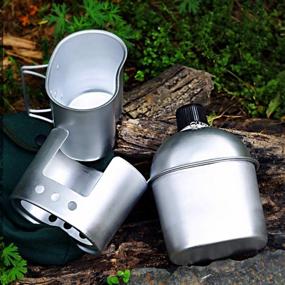 img 2 attached to 🥾 Lixada Military Canteen Kit - 2pcs 1000ml & 600ml Stainless Steel Canteen Cup Set with Cover Bag for Outdoor Camping, Hiking, and Backpacking