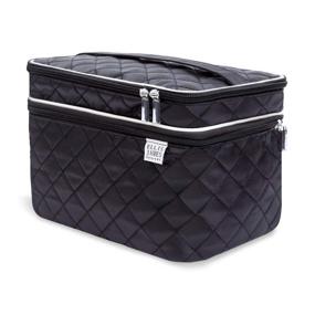 img 4 attached to 💼 Large Black Travel Makeup Bag for Women - Ellis James Designs - Cosmetic Organizer Case - Toiletry Bag for Women - Makeup Gifts for Women