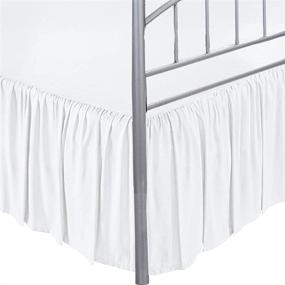 img 4 attached to 🛏️ Enhance Your Bedroom with ARlinen Ruffled Bed Skirt - White King, Easy Fit & Elegant Wrap with Platform Ruffle Bed Skirts (12-Inch Drop)